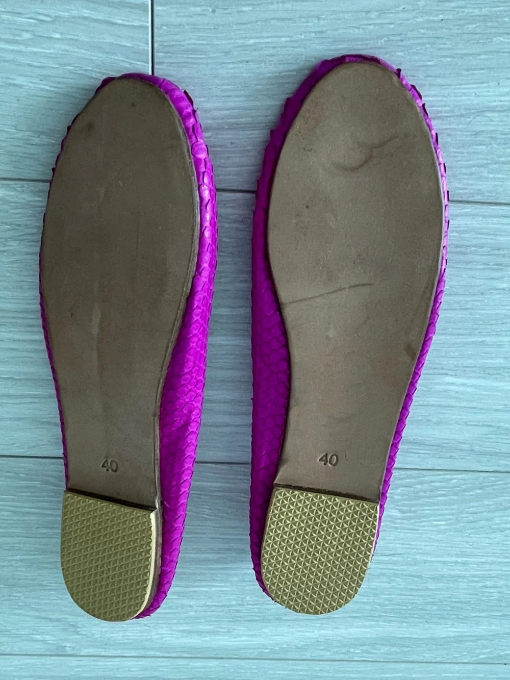 Genuine Snakeskin Pink Handmade Ballet Flats Size 40